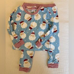 Mud Pie Festive Santa Pajama Set - Blue and Red